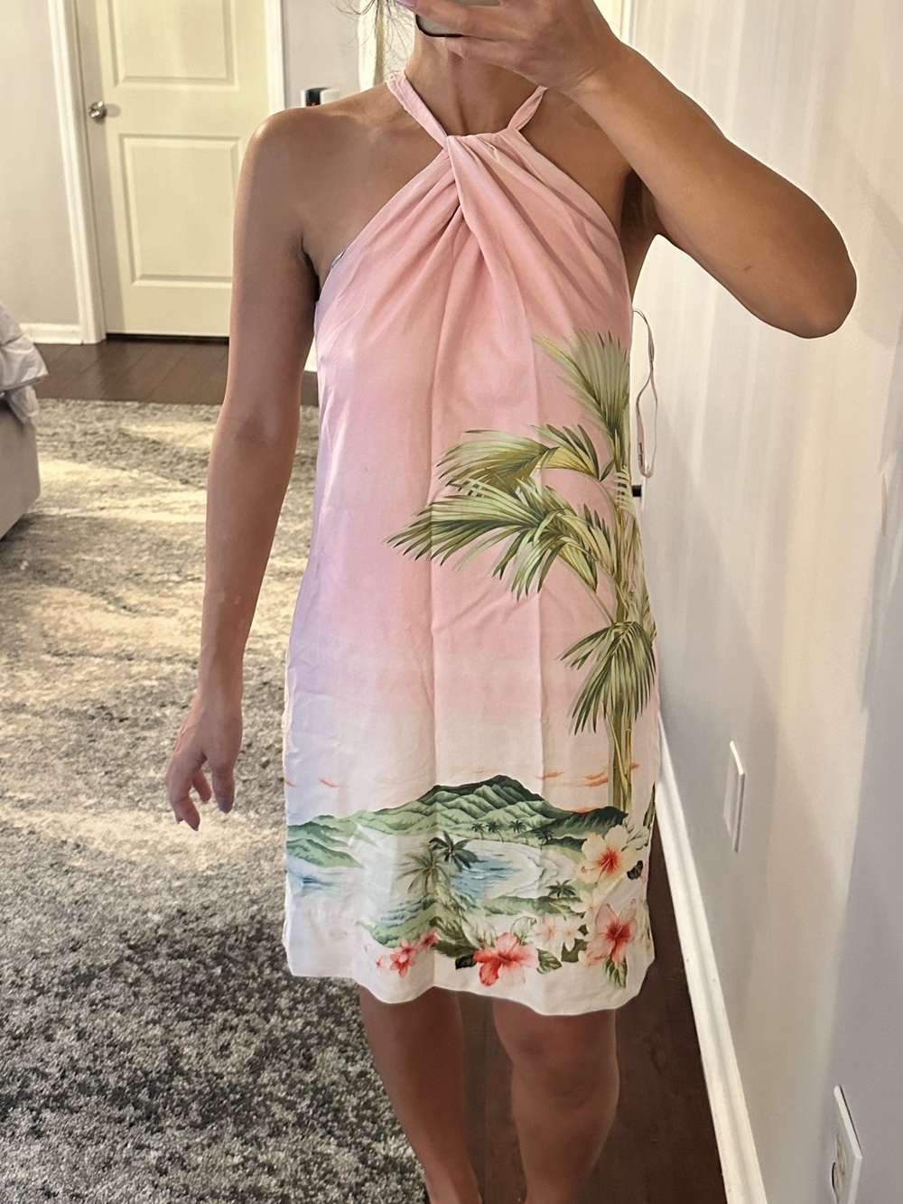 Tommy Bahamas Pink Tropical Halter Dress